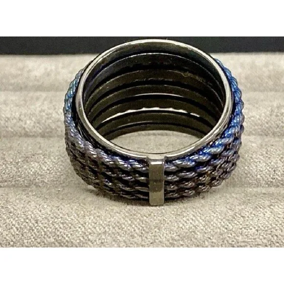 Judith Ripka Sterling Silver 4-Row Rope Band Ring Size 10.5 - Picture 4 of 8